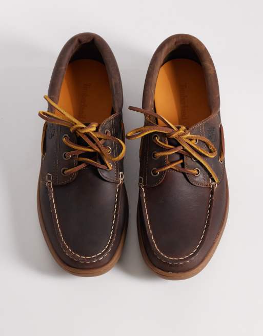 Timberland – Bootsschuhe aus Vollnarbenleder in Taupe, 2 von 4
