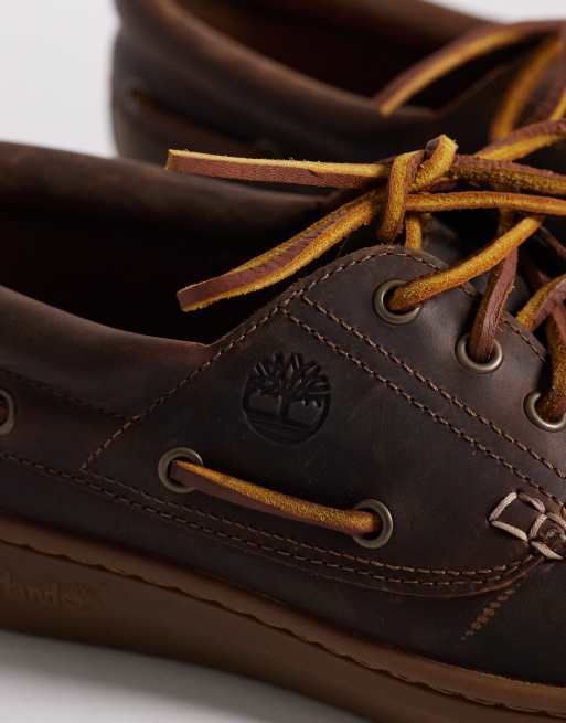 Timberland – Bootsschuhe aus Vollnarbenleder in Taupe, 3 von 4