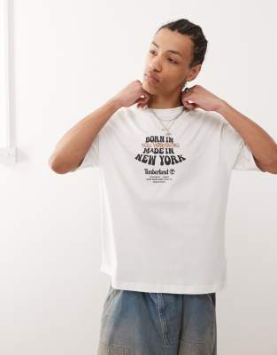 Timberland Timberland Born In graphic oversized t-shirt in white