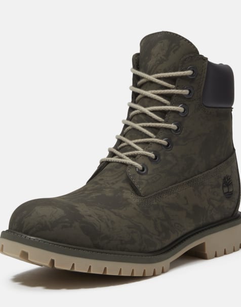 Timberland bota de 6 pulgadas con cordones en verde oscuro, nobuk y camuflaje - view 1