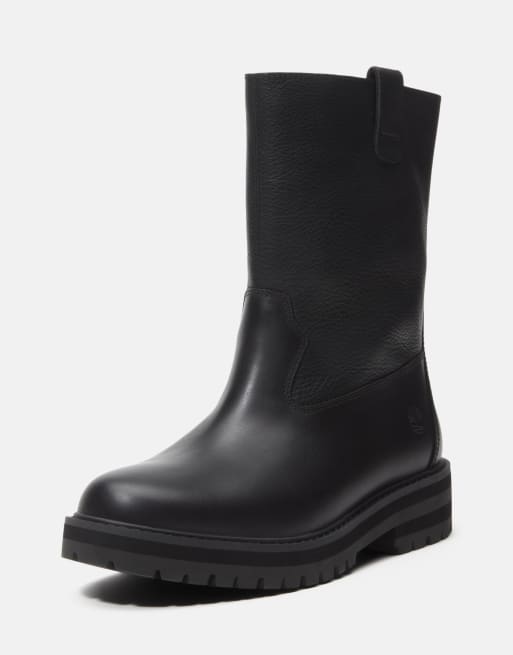 Timberland - Botas negras sin cierres de caña media con acabado granulado, 2 de 4
