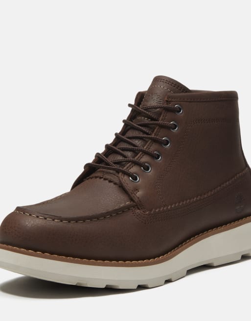 Timberland botín chukka de media caña con cordones en marrón oscuro de grano completo, 6 de 7