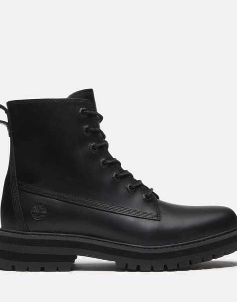 Timberland - Botín de media caña con cordones en negro de piel plena flor - view 1