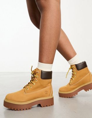 Timberland 6 inch premium elevated platform boots in wheat nubuck leather - ASOS Price Checker