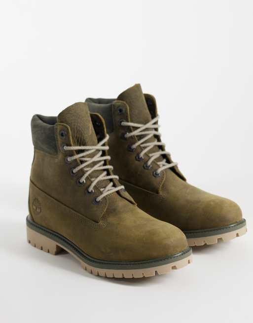 Timberland bottes à lacets imperméables 6 pouces en kaki, 2 de 4