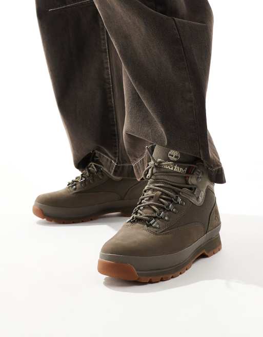 Timberland - Bottes mi-haute à lacets en nubuck - Olive