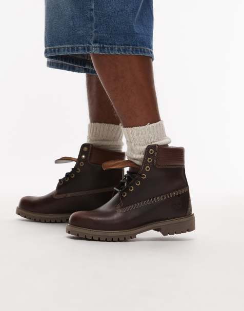 Timberland - Bottines 6 pouces en cuir de qualité supérieure avec détails tressés - Marron moyen - view 1