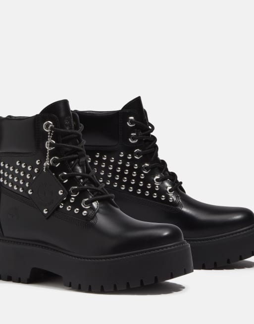 Timberland bottines à lacets 6 in avec clous, noir cuir pleine fleur, 2 de 4