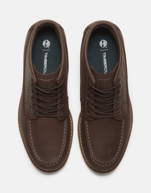 Timberland bottines Chukka montantes à lacets marron foncé en cuir pleine fleur, 5 de 7