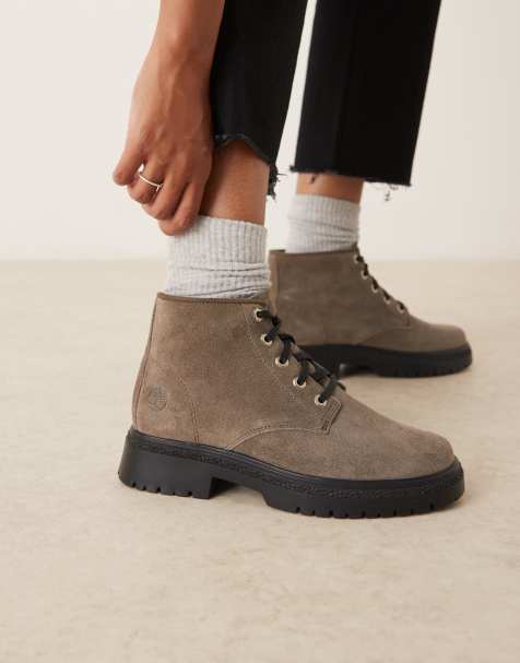 Timberland - Bottines mi-montantes à lacets en daim - Gris moyen - view 1