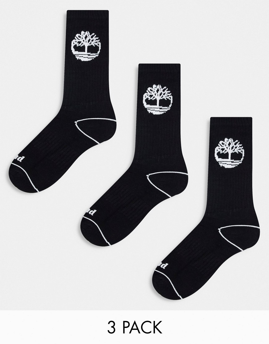 Timberland bowden 3 pack crew socks in black