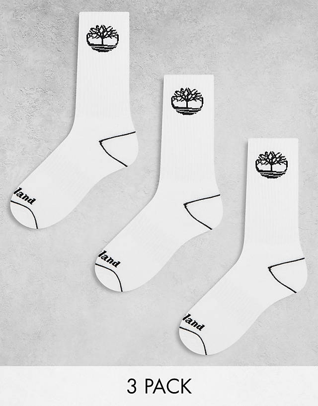 Timberland - bowden 3 pack crew socks in white