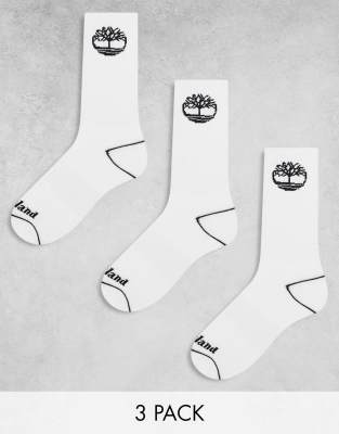 Timberland bowden 3 pack crew socks in white