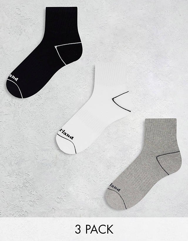 Timberland - bowden 3 pack quarter ankle socks in multi