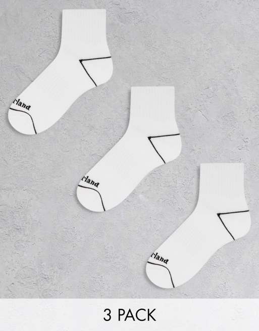 Timberland bowden 3 pack quarter ankle socks in white | ASOS