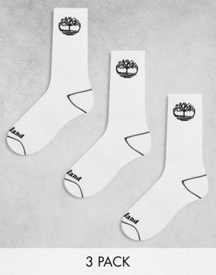 Timberland bowden 3 pack crew socks in white - ASOS Price Checker