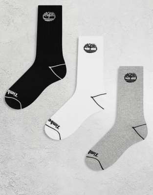 Timberland - Bowden Tree - 3er-Pack voll gepolsterte Crew-Socken in mehreren Farben-Bunt