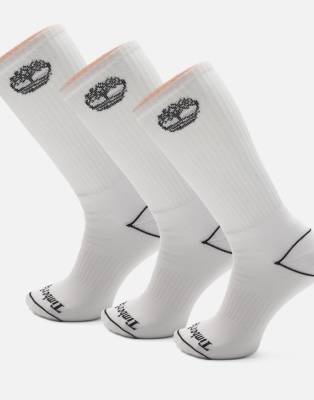 Timberland – Bowden – Vollständig gepolsterte Crew-Socken in Weiß mit Baum-Logo - view 1