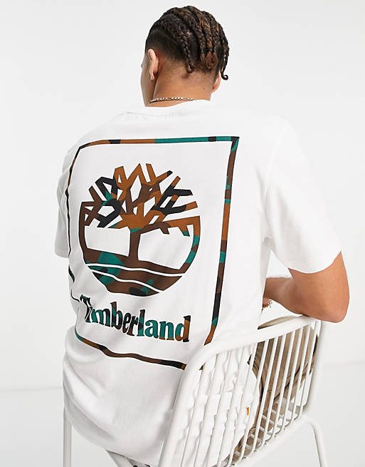 T-Shirts & Vests Timberland Box Camo back print t-shirt in white 