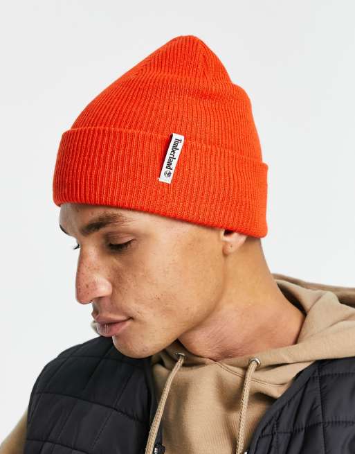 Timberland Brand Mission Loop Label beanie in orange