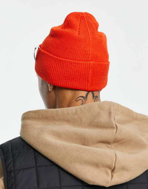 Timberland Brand Mission Loop Label beanie in orange | ASOS