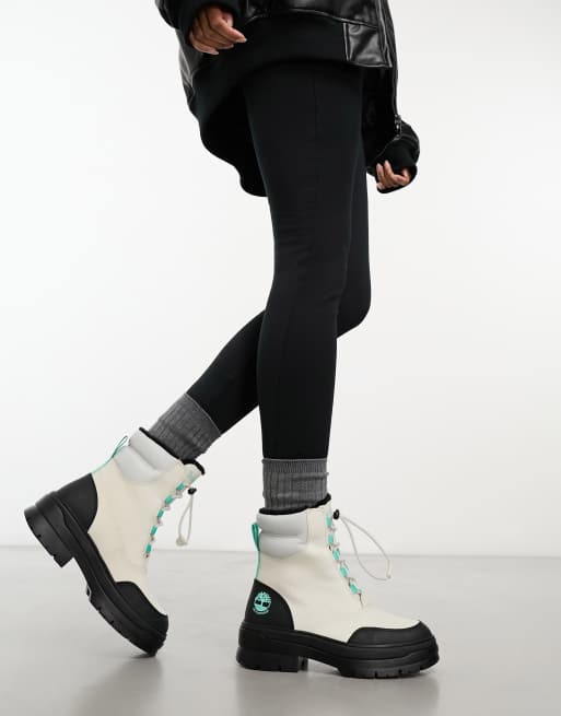 Timberland - Brooke Valley - Winterlaarzen van nubuckleer en voering van imitatiebont in wit