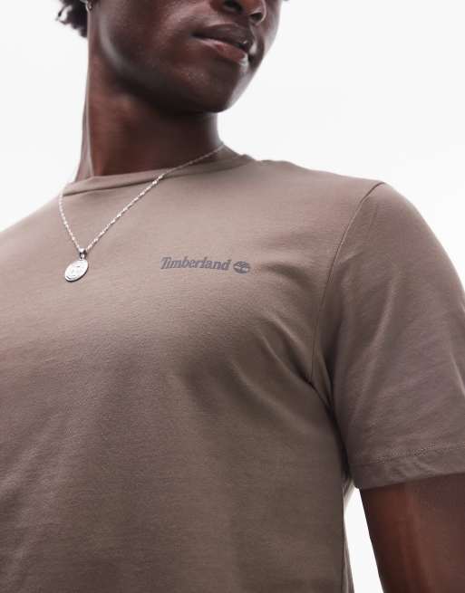 Timberland – Brun t-shirt med liten textlogga på bröstet, 2 av 4