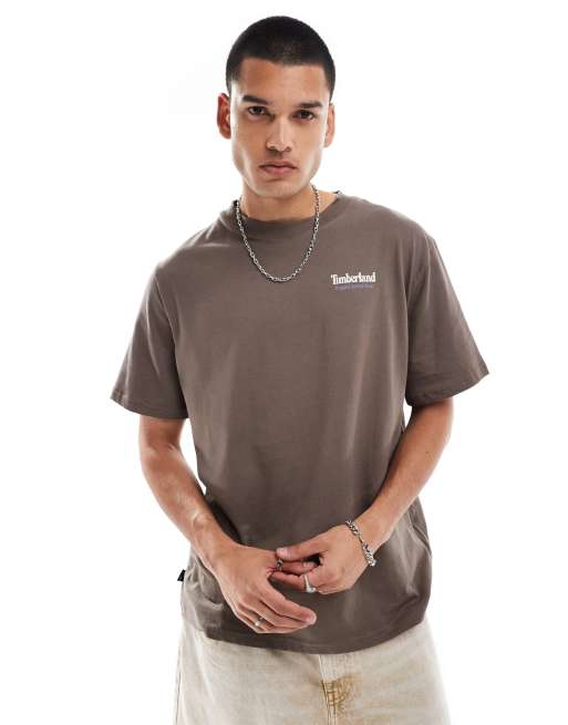 Timberland – Brun t-shirt med stor trädlogga baktill, 2 av 4