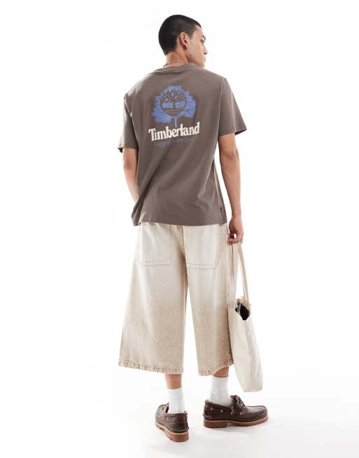 Timberland - Brun T-shirt med stort træ-logoprint på ryggen, 3 af 4
