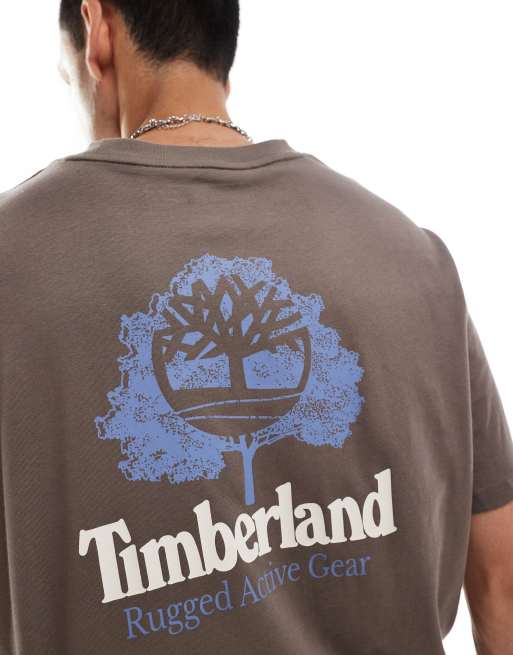 Timberland - Brun T-shirt med stort træ-logoprint på ryggen, 4 af 4