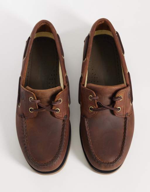 Timberland - Brune klassiske sejlersko med 2 snørehuller i læder, 2 af 4
