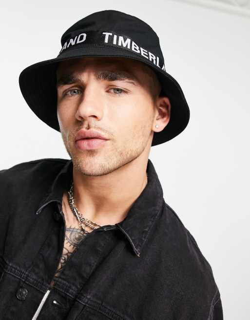 Timberland - Bucket hat met groot logo in zwart 