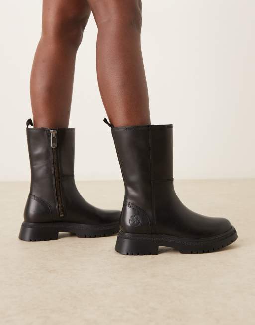 Timberland – Cambria Valley – Czarne wysokie sztyblety skórzane z zapięciem na zamek