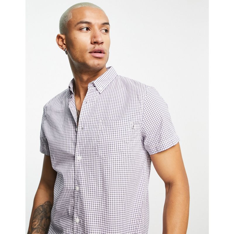 Activewear Top Timberland - Camicia a maniche corte a quadretti pop, colore viola