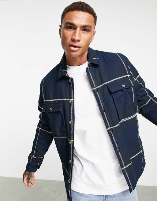 Timberland - Camicia giacca termica a quadri blu scuro
