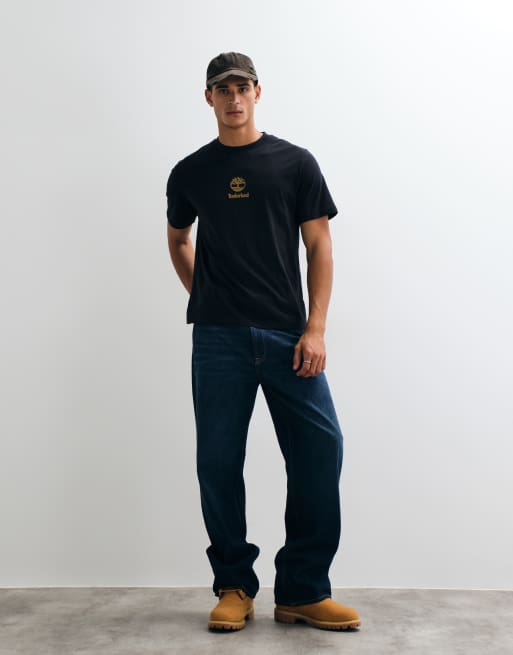 Timberland - camiseta de manga corta negra con logo estampado en el pecho, 2 de 5