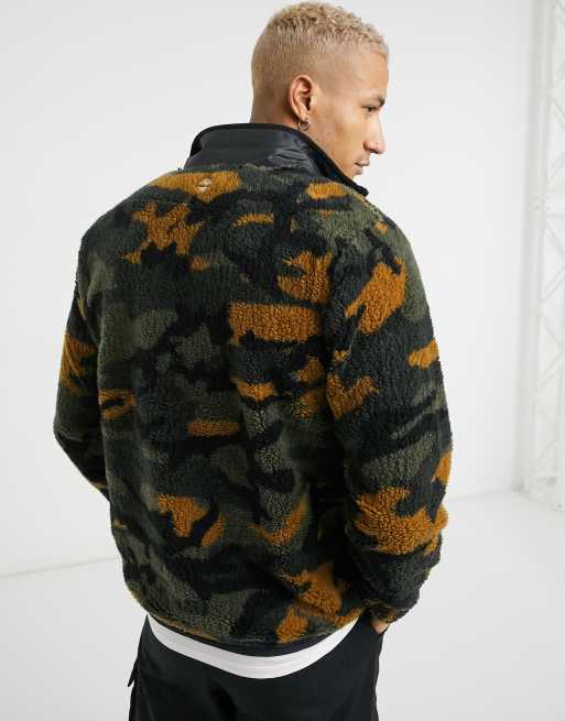 Timberland Sherpa Fleece Jacket Camo Brown & Beige