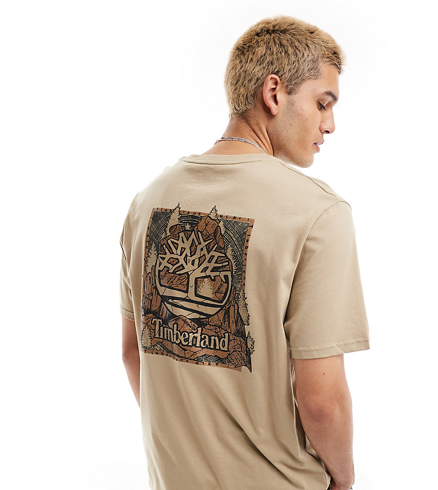 Timberland camo tree back print logo oversized t-shirt in beige Exclusive to Asos-Neutral