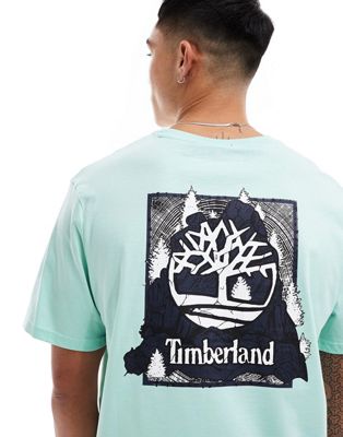 Timberland camo tree back print logo oversized t-shirt in blue