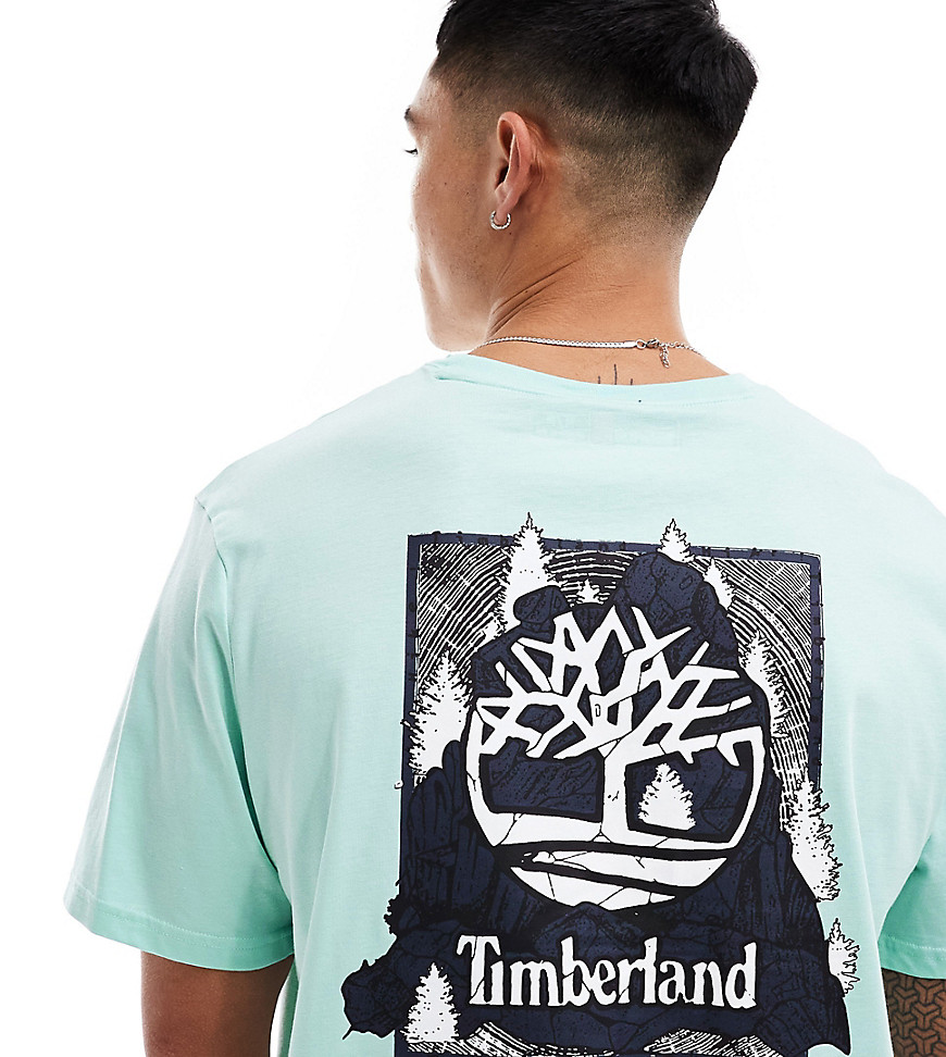 Timberland camo tree back print logo oversized t-shirt in blue