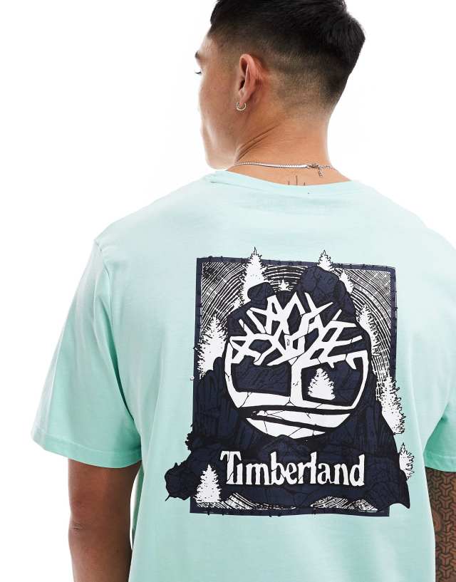 Timberland - camo tree back print logo oversized t-shirt in blue