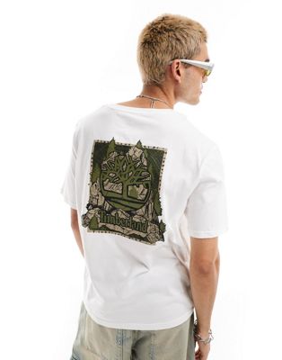 Timberland camo tree back print logo oversized t-shirt in white Exclusive to Asos