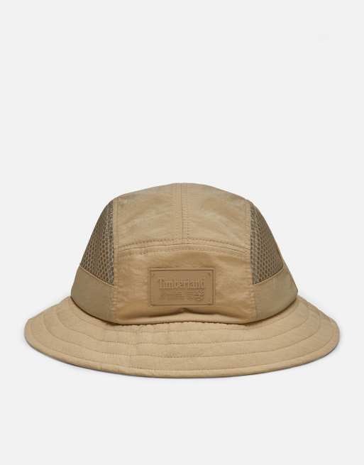 Timberland - Cappello da pescatore color safari rotondo con pannello in rete
