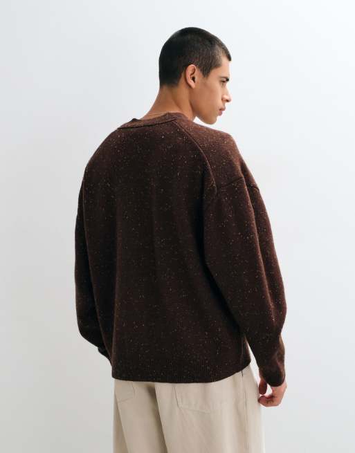 Timberland Cardigan aus Wollmix mit Sprenkelgarn in Chicory Coffee Heather, 5 von 5