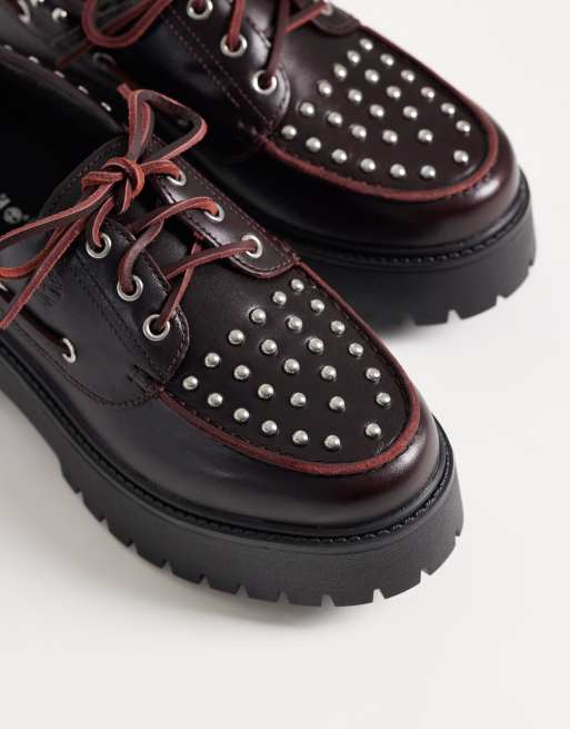 Timberland chaussure bateau en cuir pleine fleur bordeaux, 3 de 4