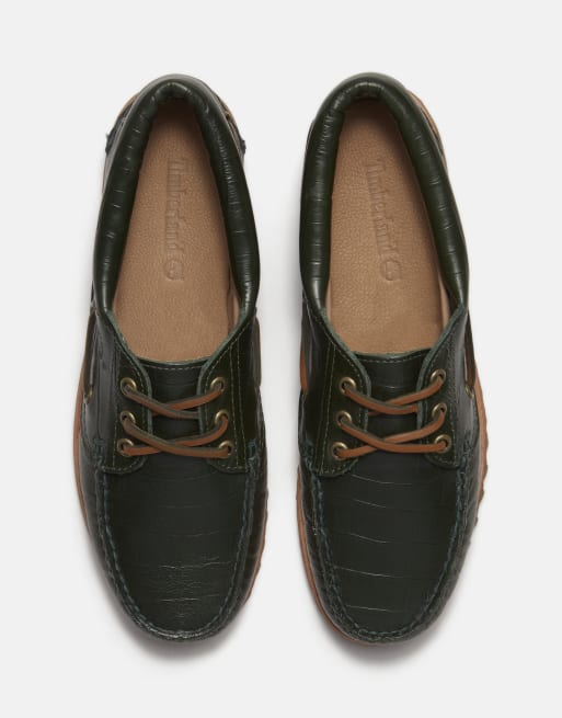 Timberland chaussure bateau en vert foncé à grain, 4 de 4