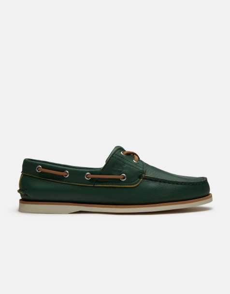 Timberland - Chaussures bateau classiques grainées - Vert moyen - view 1