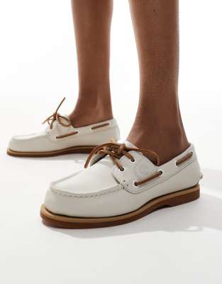 Chaussures bateau en cuir grainé pleine fleur - Naturel-Marron 37