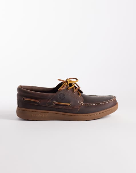 Timberland - Chaussures bateau en cuir pleine fleur - Taupe - view 1