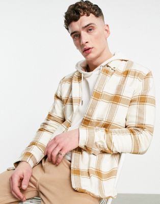 Chemises à carreaux Timberland - Chemise en flanelle épaisse à carreaux - Crème